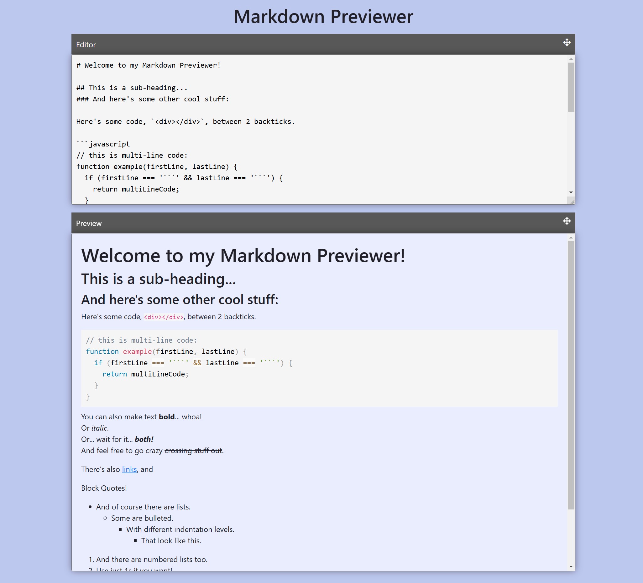 markdown previewer